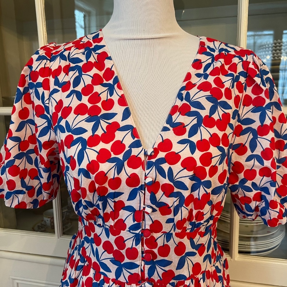 Boden Lillian Women's Cotton Midi Dress, Size 8, Red Cherry, UK12 NWOT - Picture 3 of 10